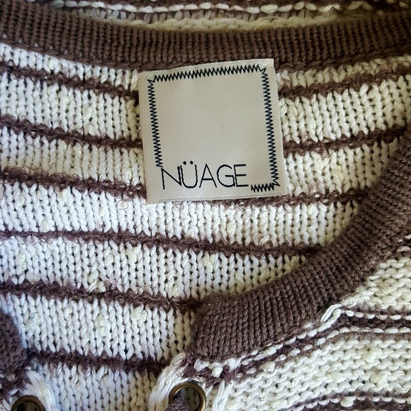 NUAGE tan and brown striped lace up sweater size M - Picture 7 of 9